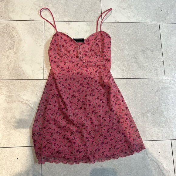 UO Fairycore Mesh Floral Baby Doll Summer Mini Dress | Size Small - Picture 2 of 4